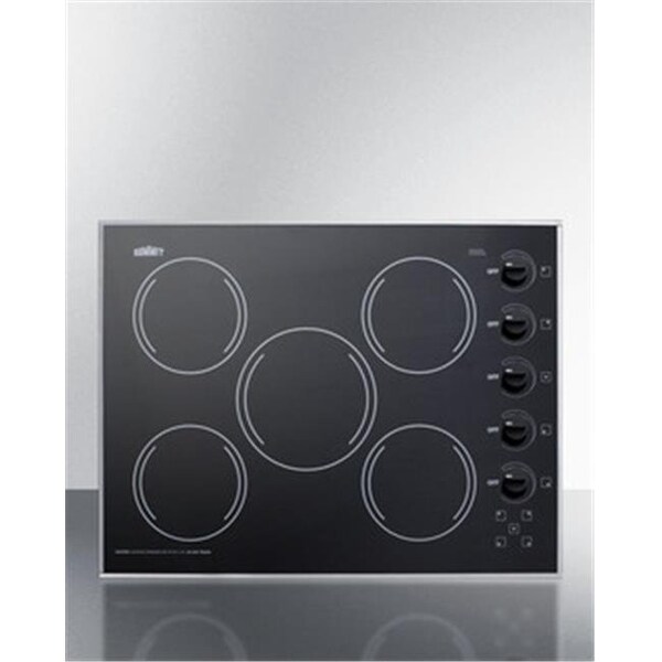 Summit Summit CR5B273B 27 in. Wide 5 Burner Electric Cooktop; Smooth Black Ceramic Glass Finish - CR5B273B