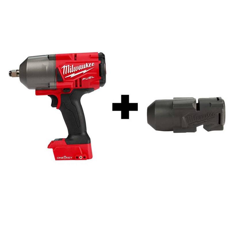 Llave de impacto inalámbrica sin escobillas Milwaukee M18 FUEL ONE-KEY de 18V con anillo de fricción y protector - 2863-20-49-16-2767.