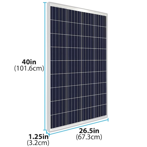 Mighty Max Battery Polycrystalline Solar Panel, 100 W, 12V, MC4 - MAX4021074