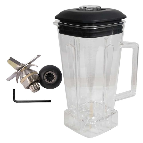 Hardin Vita-Mix Replacement 64oz Polycarbonate Container Jug with Top Cover, 6 Blade Leaf, Socket & Hex Key - VMUJUG6