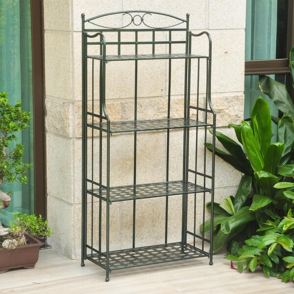 International Caravan Santa Fe Nailhead 4-Tier Bakers Rack, Verdi Green - 3570-HD-VG