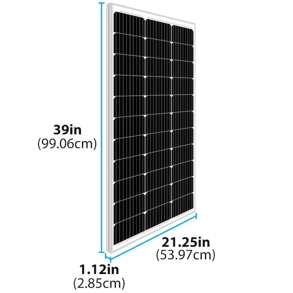 Mighty Max Battery Monocrystalline Solar Panel, 100 W, 12V, MC4 - MAX3990310