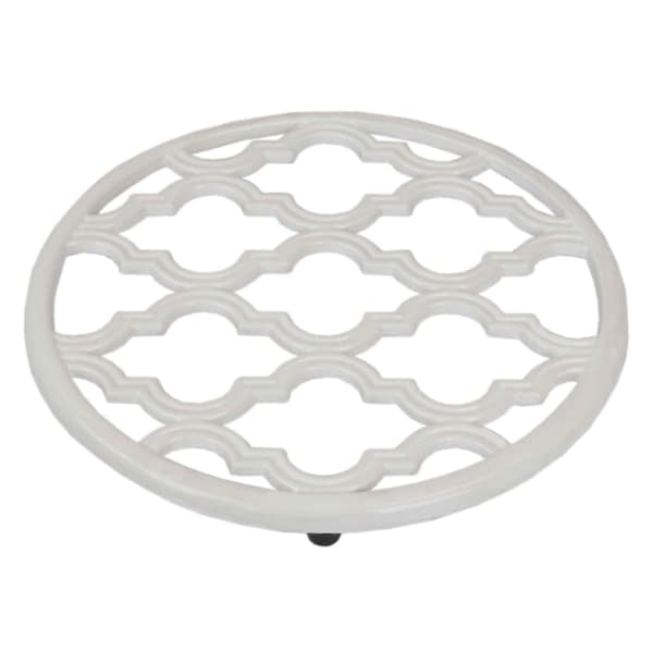 Hds Trading Lattice Collection Cast Iron Trivet, White - ZOR96054