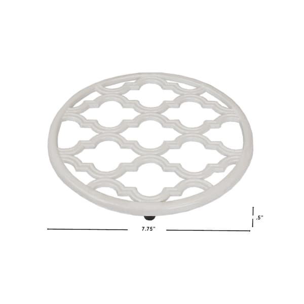 Hds Trading Lattice Collection Cast Iron Trivet, White - ZOR96054