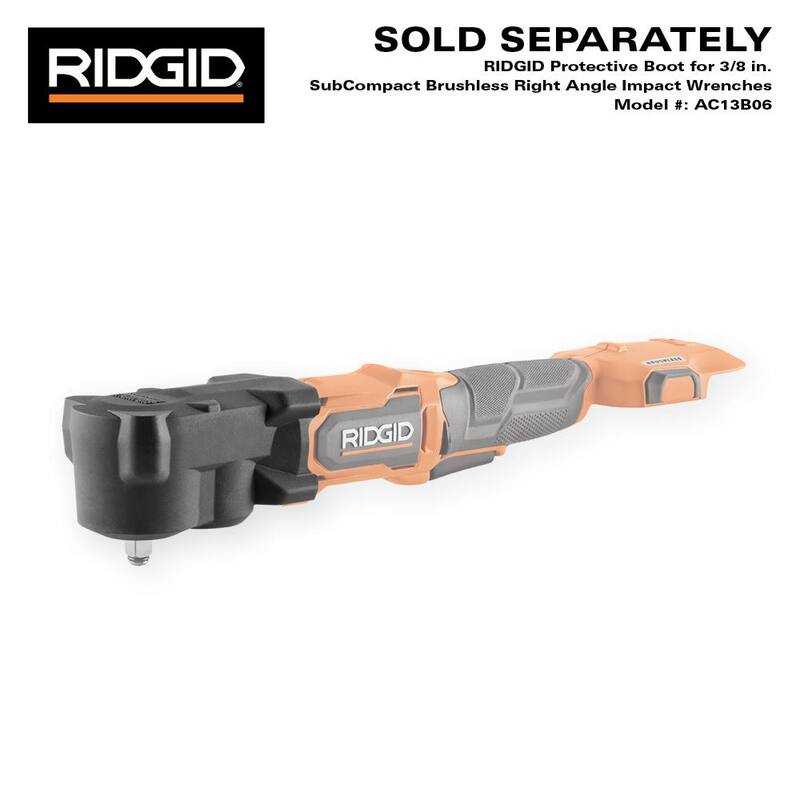 LLave de impacto angular derecha RIDGID 18V SubCompact sin escobillas de 3/8 pulgadas (Herramienta sola) - R8720B