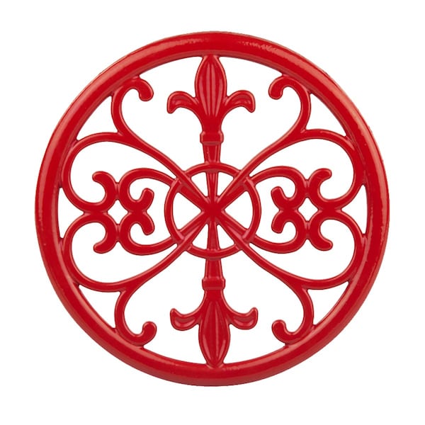 Hds Trading Fleur De Lis Collection Cast Iron Trivet, Red - ZOR96037