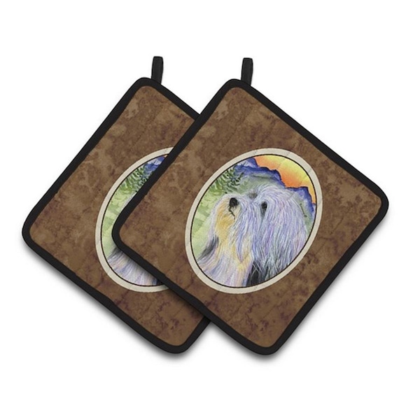 Carolines Treasures Bearded Collie Pair of Pot Holders, 7.5 x 3 x 7.5 in. - SS8244PTHD