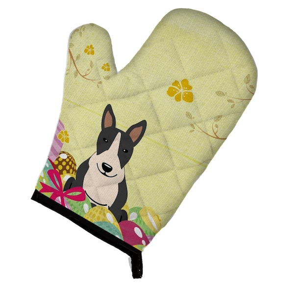 Carolines Treasures Easter Eggs Bull Terrier Black & White Oven Mitt - BB6133OVMT