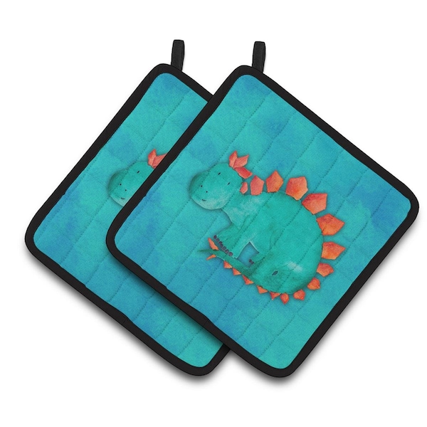 Carolines Treasures Stegosaurus Watercolor Pair of Pot Holders - BB7399PTHD