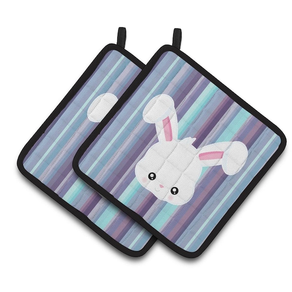 Carolines Treasures Rabbit Face Pair of Pot Holders - BB6933PTHD