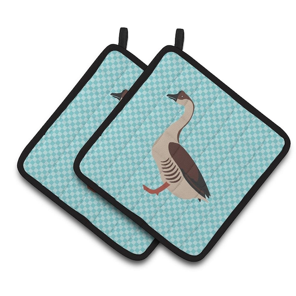 Carolines Treasures Chinese Goose Blue Check Pair of Pot Holders - BB8070PTHD