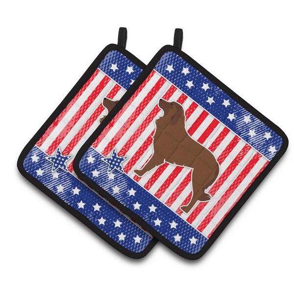 Carolines Treasures USA Patriotic Portuguese Sheepdog Dog Pair of Pot Holders - BB3331PTHD
