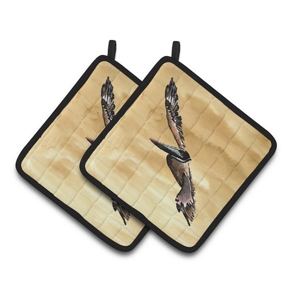 Carolines Treasures Bright Green Blue Crab Pair of Pot Holders, 7.5 x 3 x 7.5 in. - 8157PTHD