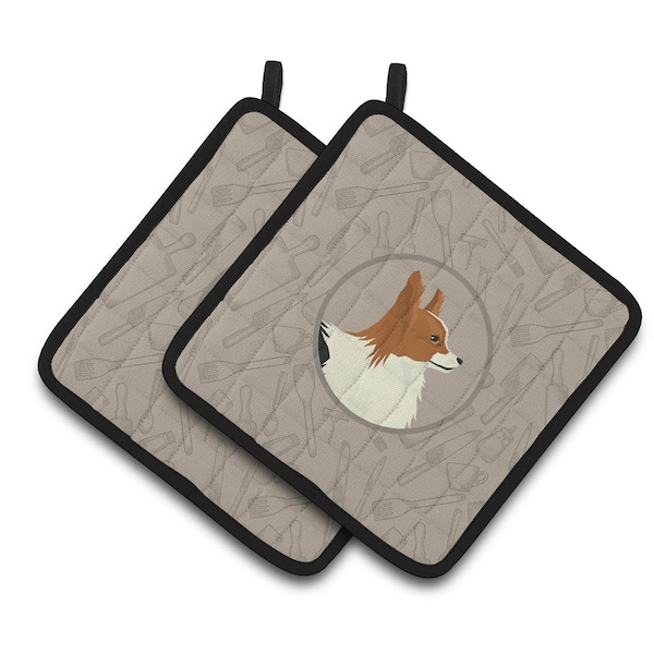 Carolines Treasures Papillon In the Kitchen Pair of Pot Holders - CK2200PTHD