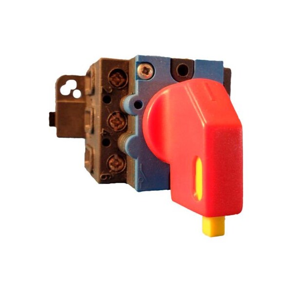 Controles Springer Co Springer Controls/MERZ, Interruptor de desconexión de 125A, 3 polos, Rojo/Amarillo, Montaje en riel DIN, Bloqueo - ML3-125-PR2