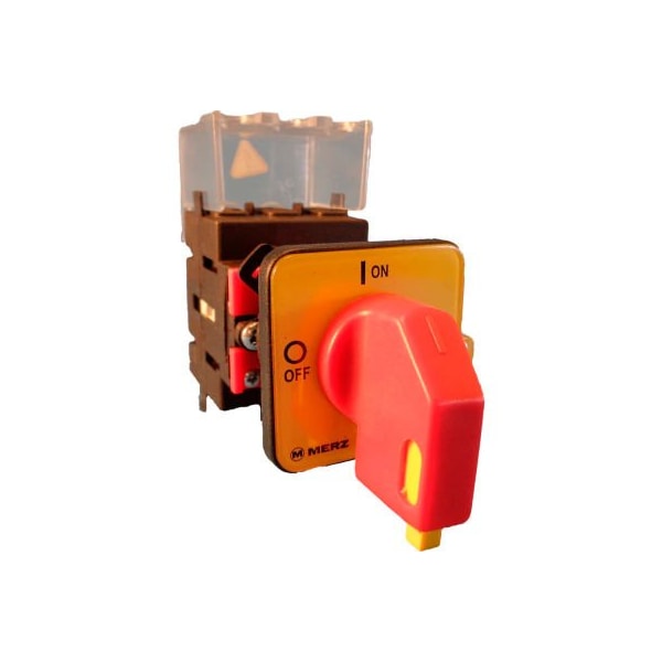 Springer Controls Co Springer Controls/MERZ, 40A, 3 polos, interruptor de desconexión, rojo/amarillo, montaje central, bloqueo de seguridad - ML1-040-CR2