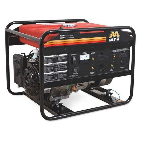 Mi-T-M Portable Generator, Gasoline, 6,900 W Rated, 8,000 W Surge, Recoil Start, 120/240V AC, 57.5/28.75 A - GEN-8000-0MK0