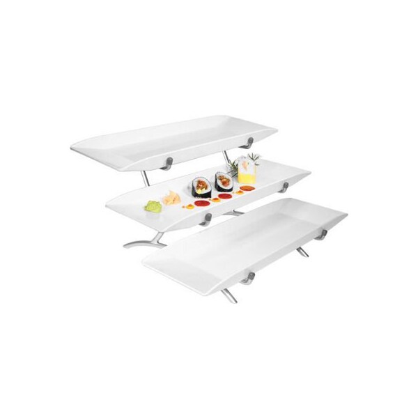 Cal Mil Plastics Cal-Mil Metal Incline 3 Tier Stand 18"W x 23"D x 12"H Platinum - SR1033-39