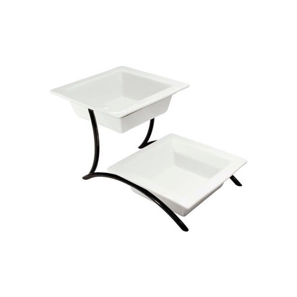 Cal Mil Plastics Cal-Mil Prestige Porcelain 2 Tier Curved Metal Display 10"W x 17"D x 9"H Black - PP302-13