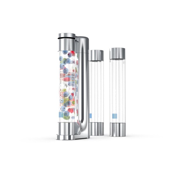 Drinkpod FIZZPod One Touch Sparking Soda Maker Machine with 3 Bottles- Polished Chrome - DPFZPOD1K-SLVR-CRM