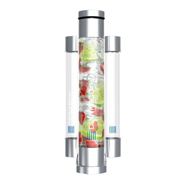Drinkpod FIZZPod One Touch Sparking Soda Maker Machine with 3 Bottles- Polished Chrome - DPFZPOD1K-SLVR-CRM