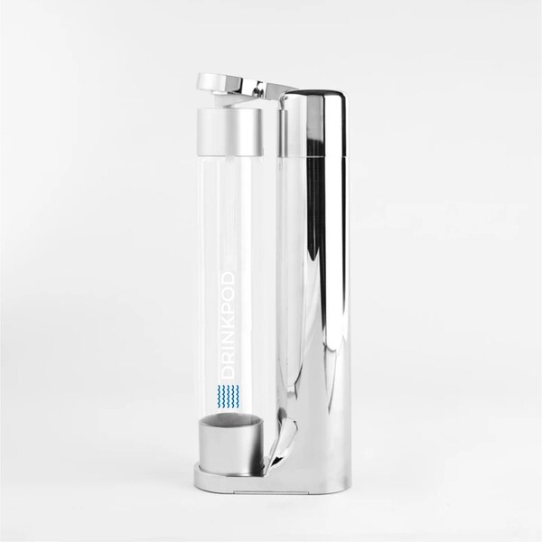 Drinkpod FIZZPod One Touch Sparking Soda Maker Machine with 3 Bottles- Polished Chrome - DPFZPOD1K-SLVR-CRM