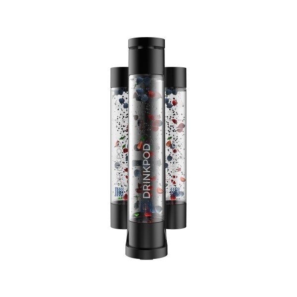 Drinkpod FIZZPod One Touch Sparking Soda Maker Machine with 3 Bottles- Black - DPFZPOD1KB