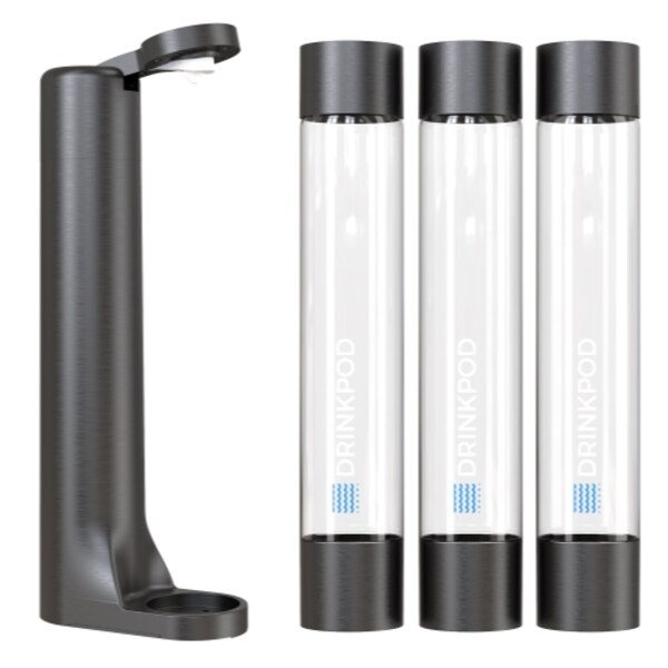 Drinkpod FIZZPod One Touch Sparking Soda Maker Machine with 3 Bottles- Black - DPFZPOD1KB