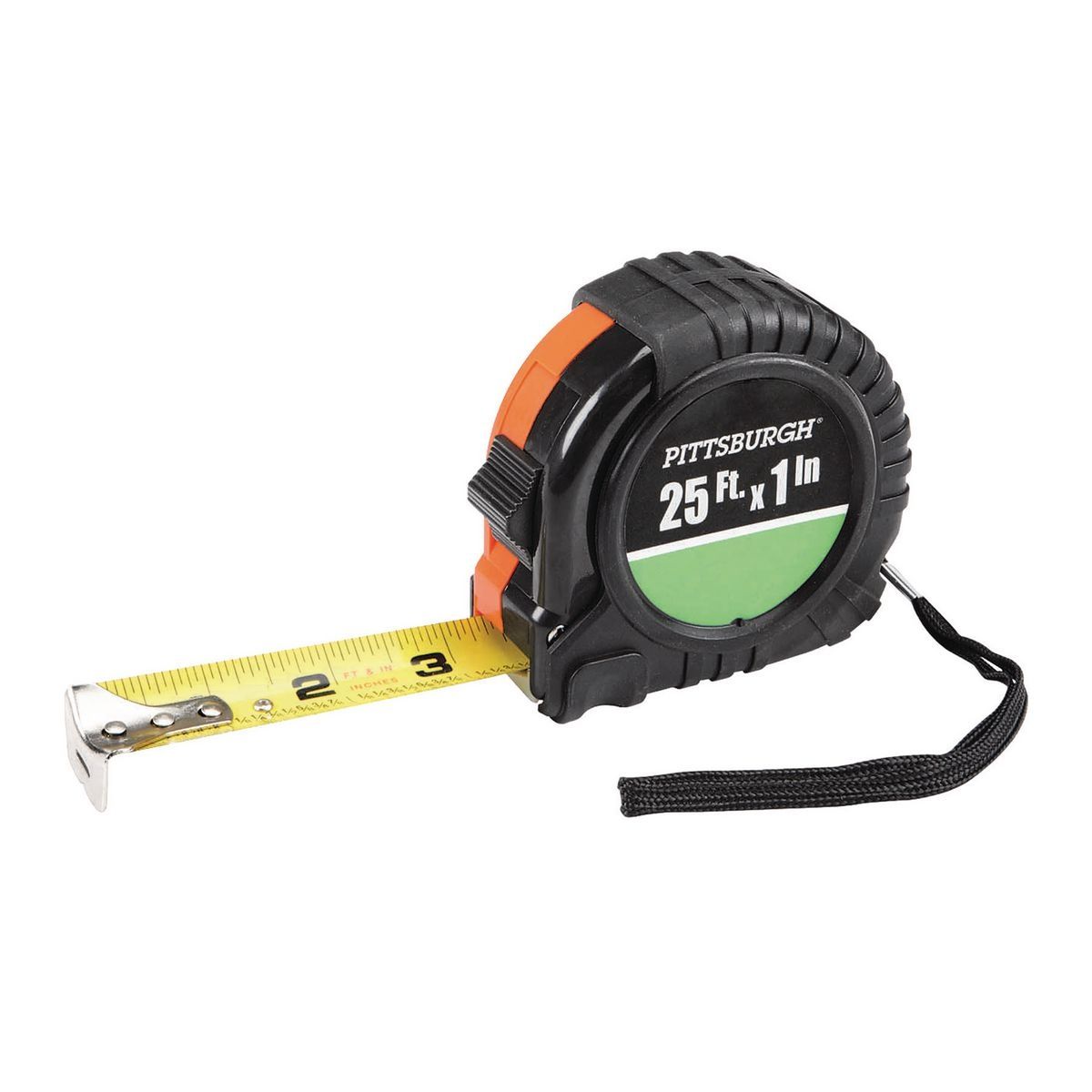 Cinta métrica QuikFind de 25 pies x 1 pulgada con carcasa de ABS - 69030 de Pittsburgh