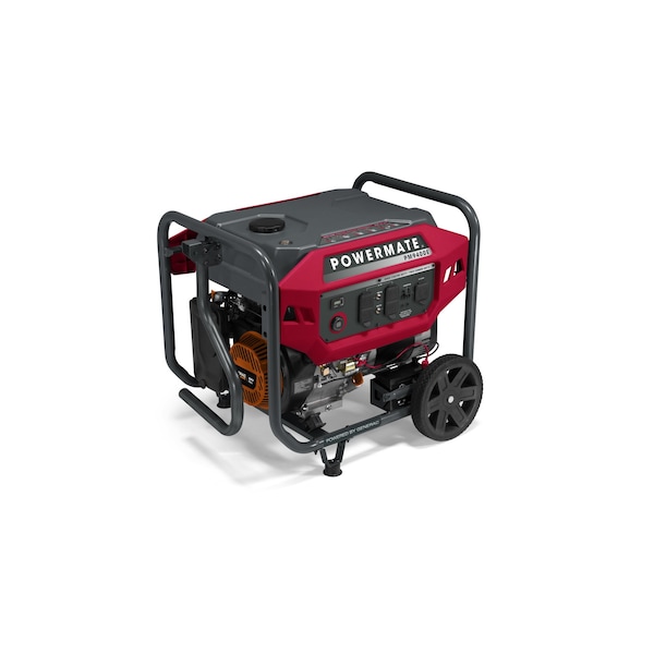 Powermate Portable Generator, Gasoline, 7,500 W Rated, 9,400 W Surge, Electric Start, 120/240V AC, 62.5/31.3 A - P0081500