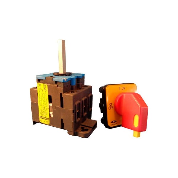 Controles Springer Co Springer Controls/MERZ ML1-040-SR2, 40A, 3 Polos, Interruptor de desconexión, Rojo/Amarillo, Montaje en riel dinámico, candado - ML1-040-SR2