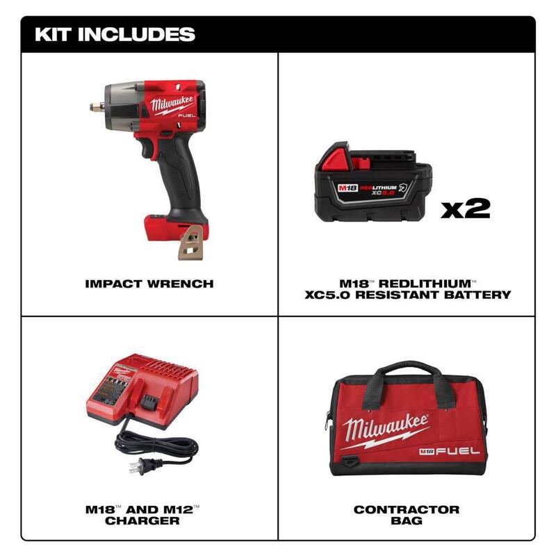 Milwaukee M18 FUEL 18V Llithium-Ion Brushless Cordless 3/8 in. Llave de Impacto de Medio Torque con Anillo de Fricción Kit, Baterías Resistentes - 2960-22R