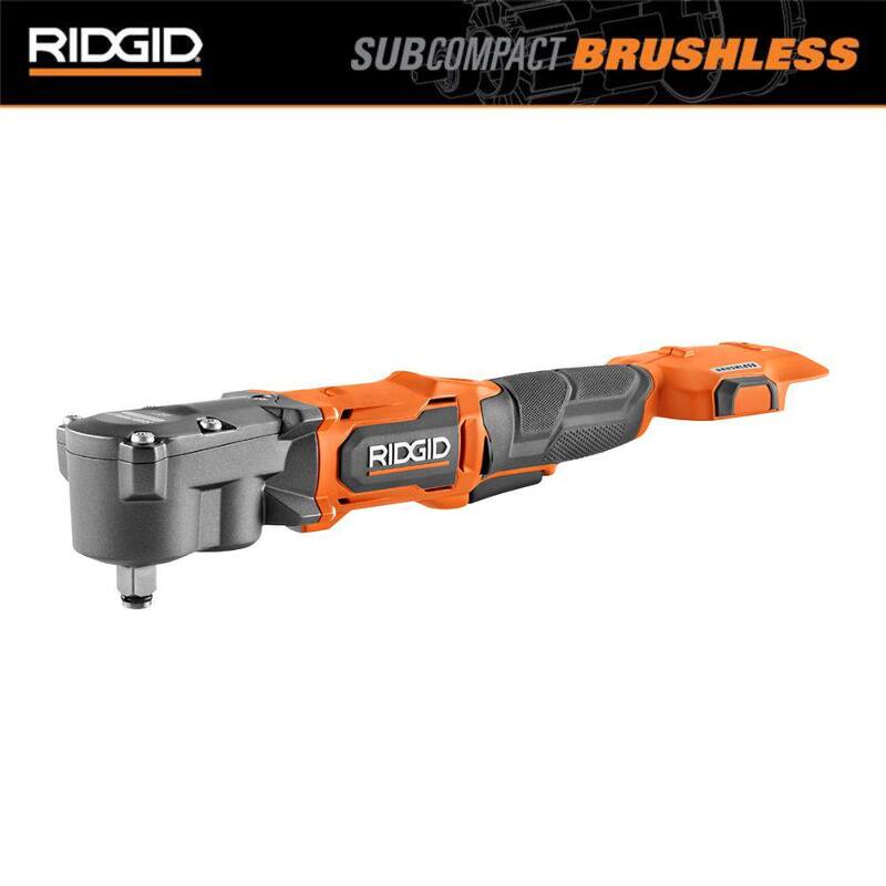 Llave de impacto angular derecha RIDGID 18V SubCompact Brushless de 1/2 pulgadas (herramienta solamente) - R8721B