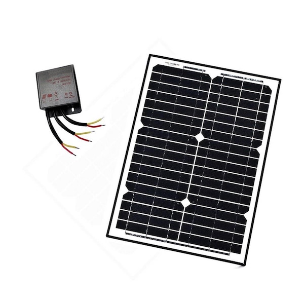 Aleko 24V 20W Monocrystalline Solar Panel LM118 Charging Controller Kit - SP20W24VLM118-UNB