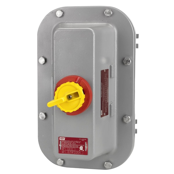 Interruptores de desconexión de Hubbell Wiring Device-Kellems, no fusibles, ubicación peligrosa, 60A 600V AC, 3 polos con contacto auxiliar - HBLB7NFD26AA