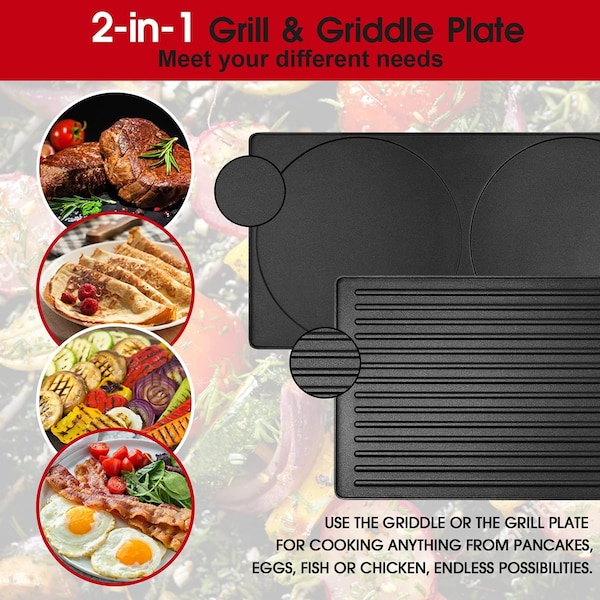 Cusimax 1500W Indoor Portable 2 in 1 Electric Raclette Grill- Red - CMRG-300R