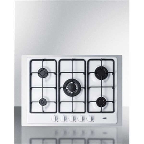 Summit 5 Burner Gas Cooktop with 30 in. Trim Kit - White Finish - SU460074