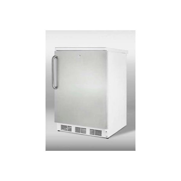 Summit Appliance Div. Summit-Freestanding Refrigerator-Freezer, Cycle Defrost, White, S/S Door, , Lock - CT66LWSSTB