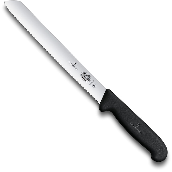 Swiss Army Brands Victorinox 40549 Kitchen Fibrox Pro Bread 8In Slant-Tip, Serrated Blade, 10.5In Width At Handle Blk - VIC-5.2533.21