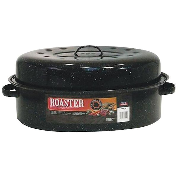 Granite Ware F05104 Roaster, 20 lb Capacity, PorcelainSteel, Black, Dark Enamel, 19 in L, 1312 in W - 319807