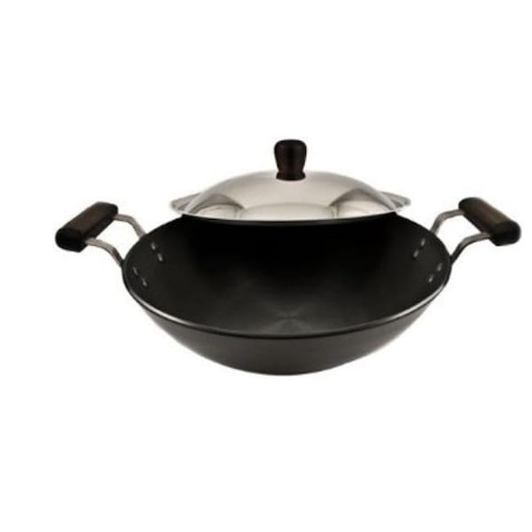 Hawkins Hawkins L72 Futura Hard Anodised Deep-Fry Pan Kadhai with Steel Lid and Flat Bottom - 7.5 Litres - L72