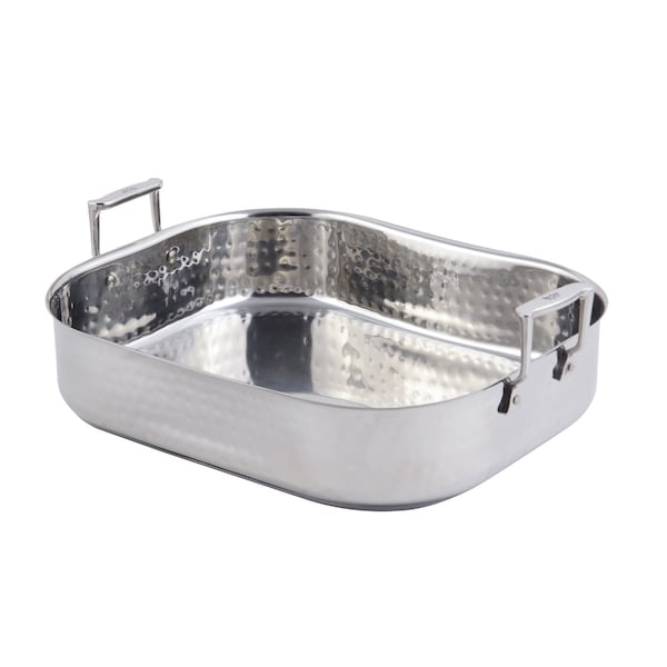 Bon Chef Cucina Rotisserie Pan Hammered Finish  16 3/8" X 14 1/16" X 4"  /  10 Qt - 60010CLDHF