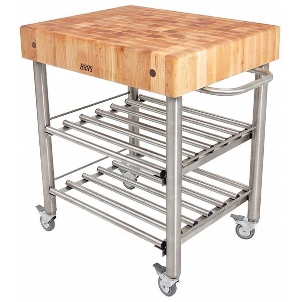 John Boos & Co Cart, Wine D Amico, 2 Shlves, 30"x24"x5" - CUCD15WC