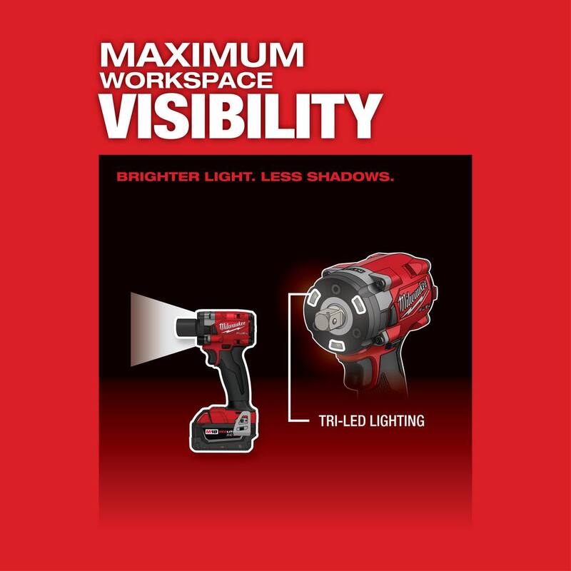 Llave de impacto compacta Milwaukee M18 FUEL GEN-3 de 18V con sistema de detención de pasador sin escobillas de 1/2 pulg. de iones de litio (solo herramienta) - 2855P-20