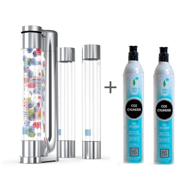 Drinkpod Fizzpod Polished Chrome W 2 CO2 Cylinders - DPFZPOD-PC-2-CO2