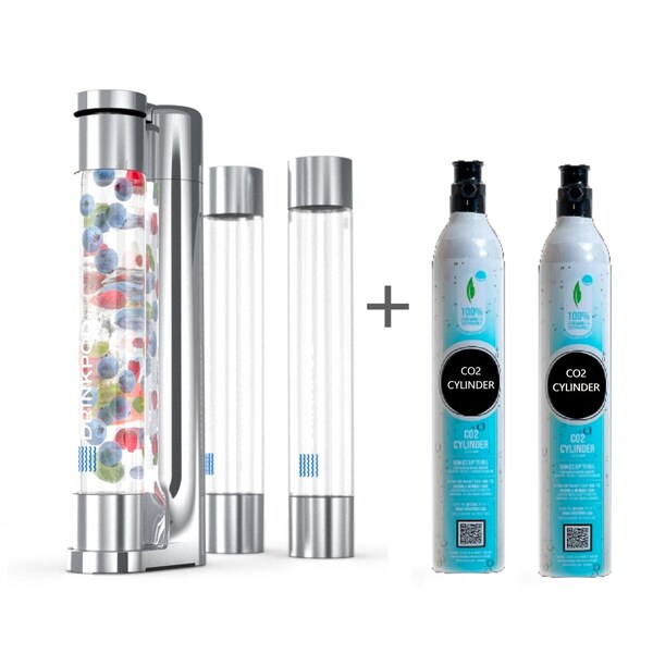 Drinkpod Fizzpod Polished Chrome W 2 CO2 Cylinders - DPFZPOD-PC-2-CO2