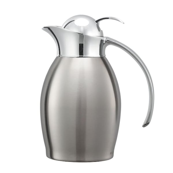 Service Ideas Nicollet Push Button Stainless Vacuum Insulated Carafe, 20 Ounce, Brushed - NIC06BSPB