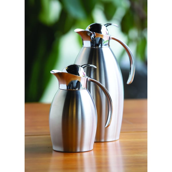 Service Ideas Nicollet Push Button Stainless Vacuum Insulated Carafe, 20 Ounce, Brushed - NIC06BSPB