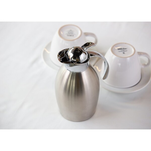 Service Ideas Nicollet Push Button Stainless Vacuum Insulated Carafe, 20 Ounce, Brushed - NIC06BSPB
