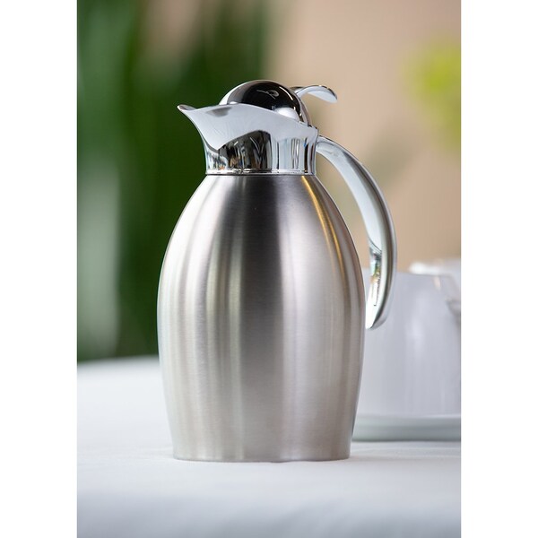 Service Ideas Nicollet Push Button Stainless Vacuum Insulated Carafe, 20 Ounce, Brushed - NIC06BSPB